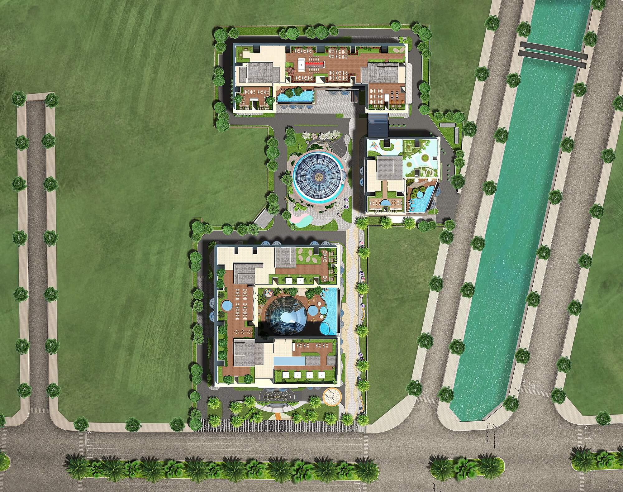 Hinode City dành nhiều diện tích cho cây xanh cảnh quan